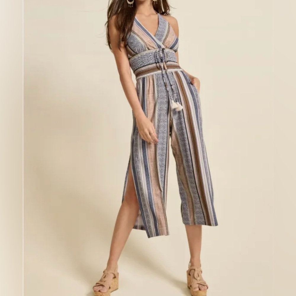 22) Tassel halter jumpsuit bohemian women’s size MED new